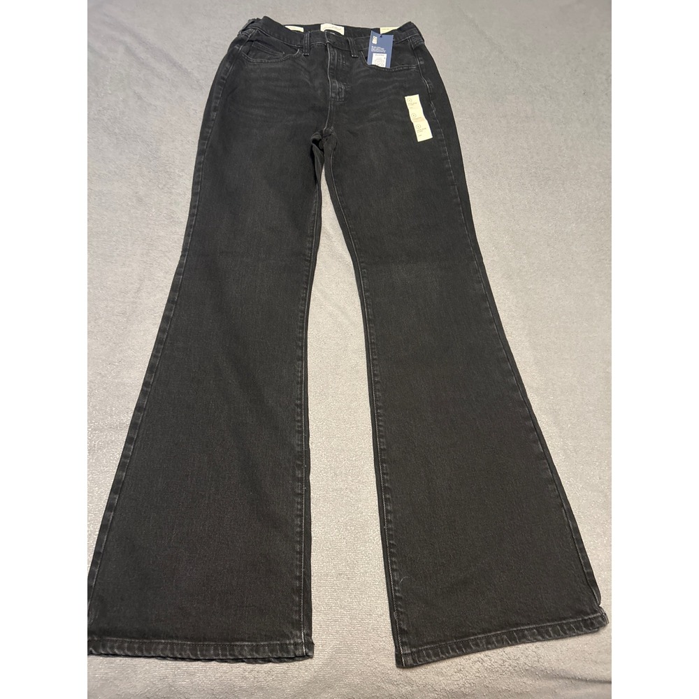 Universal Thread High Rise Flare Jeans Black Comfort Stretch 8 Long NWT